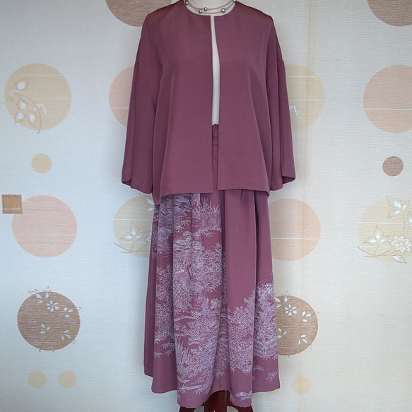 着物リメイク留袖シルクツーピース 新郎新婦母 卒入学式 フォーマル  