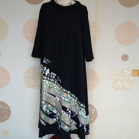 ②着物リメイク留袖シルクワンピース 新郎新婦母 卒入学式 フォーマル  