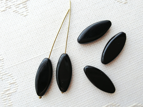 舟にゆられて〜ブラック〜 チェコビーズ　8X20mm 5個 2枚目の画像