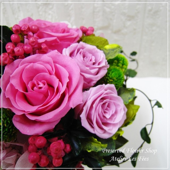 *Fleurir* ピンクの薔薇いっぱい　オールプリザーブドフラワー (ap-P0180) 3枚目の画像