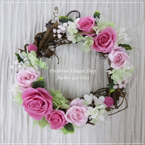 リース*Petit Rose* プリザーブドフラワー リースボックス付き
