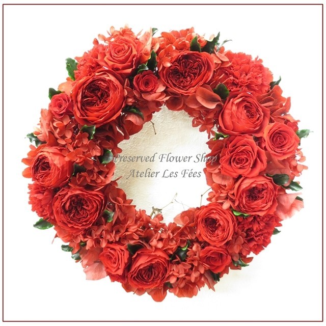 赤薔薇のリース*Bourgogne* プリザーブドフラワー リースボックス付き (dc-s0050) 18,710円