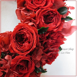 赤薔薇のリース*Bourgogne* プリザーブドフラワー リースボックス付き (dc-s0050) 4枚目の画像
