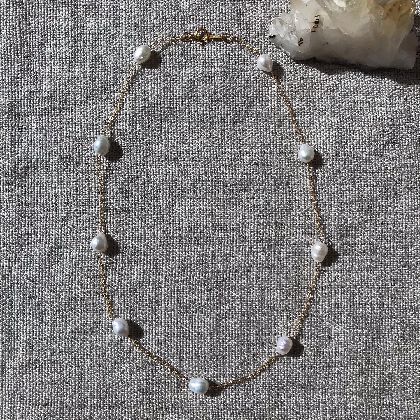 【SALE】バロックパールのチェーンネックレス　14kgfチェーン✨送料無料✨