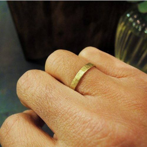 槌目マット仕上げの極薄真鍮リング 指輪・リング ray silver works