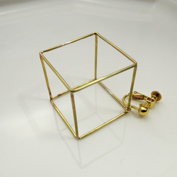 立体四角形真鍮ピアス（サイズオーダー） 3枚目の画像