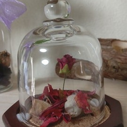 ビューティー＆ビースト　ガラス　バラ　置物　手作り　造花 3枚目の画像