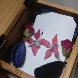 ピンク　紫陽花　イヤリング　ピアス 2枚目の画像