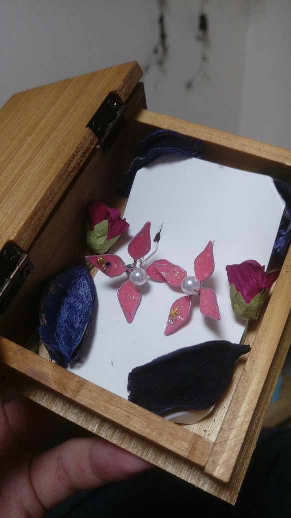 ピンク　紫陽花　イヤリング　ピアス 2枚目の画像