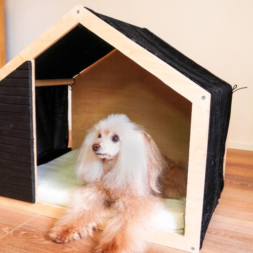 選べるクッション!モダンペットハウス ウッドフレーム 木製 犬小屋 犬