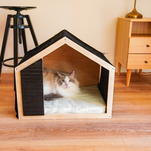 選べるクッション!モダンペットハウス ウッドフレーム 木製 犬小屋 犬