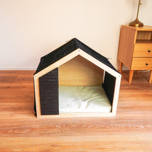 選べるクッション!モダンペットハウス ウッドフレーム 木製 犬小屋 犬