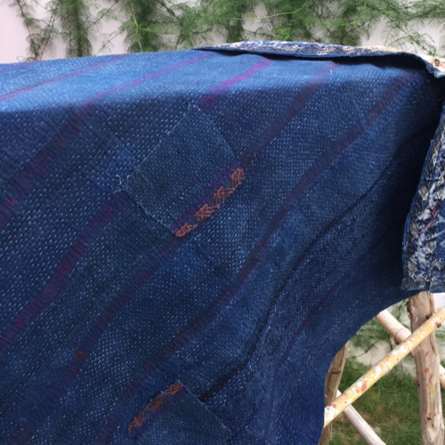 藍染ラリーキルト・カンタキルト ヴィンテージラリーキルト/カンタキルト/グドゥリー/刺し子/古布
