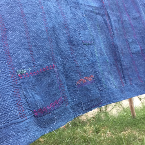 藍染ラリーキルト・カンタキルト no.64 【インド藍】藍染 カンタキルト ラリーキルト