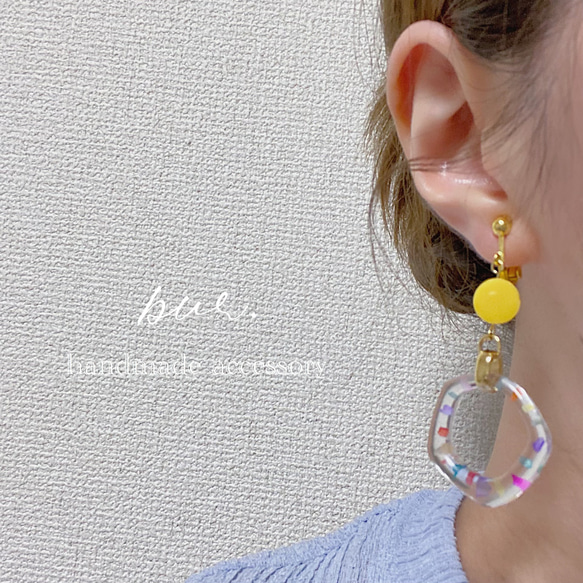 クリアピアス・イヤリングyellow【受注制作】 2枚目の画像