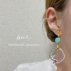 クリアピアス・イヤリングblue 【受注制作】 2枚目の画像