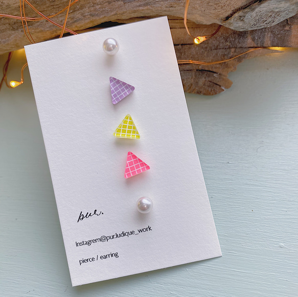 さんかく△パール⚪︎ピアス＊5コset 【受注制作】 1枚目の画像