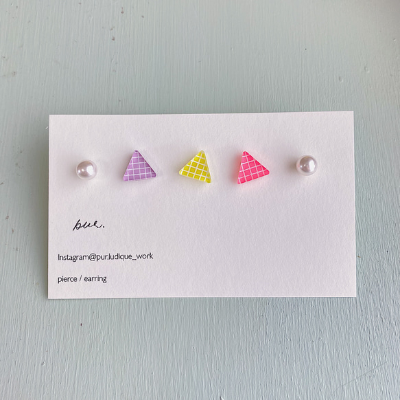 さんかく△パール⚪︎ピアス＊5コset 【受注制作】 2枚目の画像