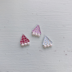 さんかく3連パール＊ボルドー【受注制作】 3枚目の画像