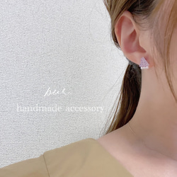 さんかく3連パール＊ボルドー【受注制作】 4枚目の画像