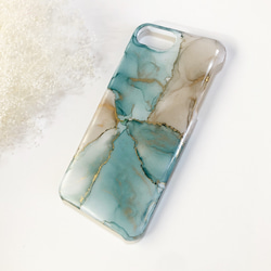 アルコールインクアート/くすみブルー/iPhoneケース/スマホケース 2枚目の画像