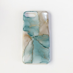 アルコールインクアート/くすみブルー/iPhoneケース/スマホケース 4枚目の画像