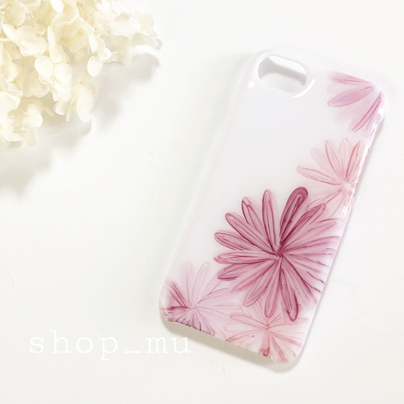 アルコールインクアート/ピンクフラワー/iPhoneケース/スマホケース 1枚目の画像
