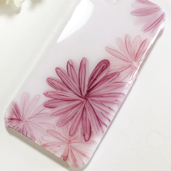 アルコールインクアート/ピンクフラワー/iPhoneケース/スマホケース 3枚目の画像