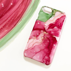 アルコールインクアート/スイカ/iPhoneケース/スマホケース 1枚目の画像