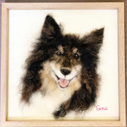 羊毛フェルト　犬ポートレート　オーダーメイド　肖像画　30cm×30cm 2枚目の画像