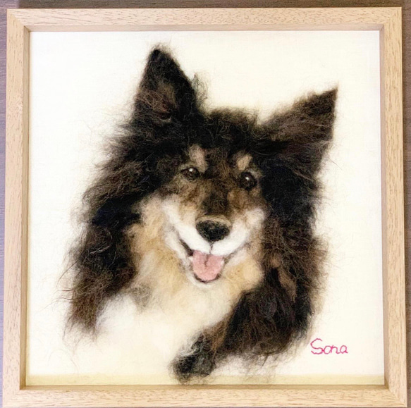 羊毛フェルト　犬ポートレート　オーダーメイド　肖像画　30cm×30cm 2枚目の画像