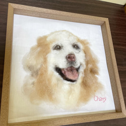 羊毛フェルト　犬ポートレート　うちの子オーダーメイド　肖像画　30cm×30cm 3枚目の画像
