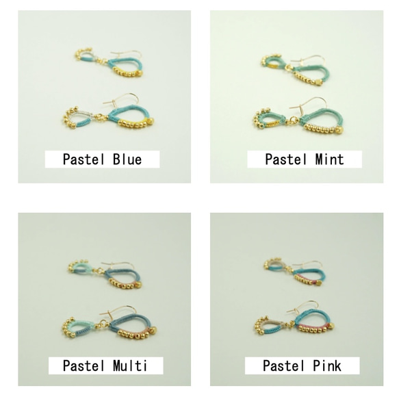 所有4種顏色的鉤針編織吊式耳環/柔和色（PFP-004） 第9張的照片