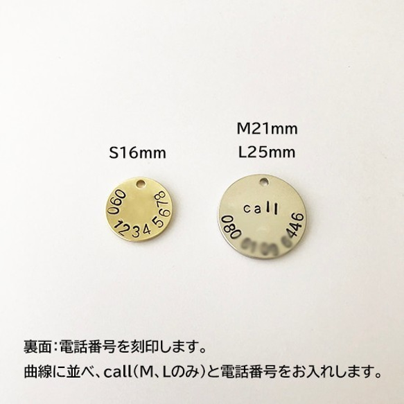 迷子札◆記念日 tag M21・L25mm(真鍮/洋白）ドッグタグ  ネームタグ 犬 猫 名入れ刻印 9枚目の画像
