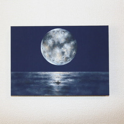 満月と海　インテリアパネル　アートパネル 1枚目の画像