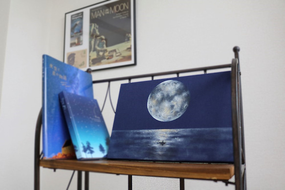 満月と海　インテリアパネル　アートパネル 4枚目の画像