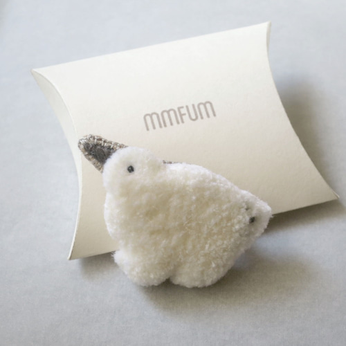 ライチョウ/雷鳥 もふもふ刺繍ブローチ ブローチ mmfum 通販 11289593