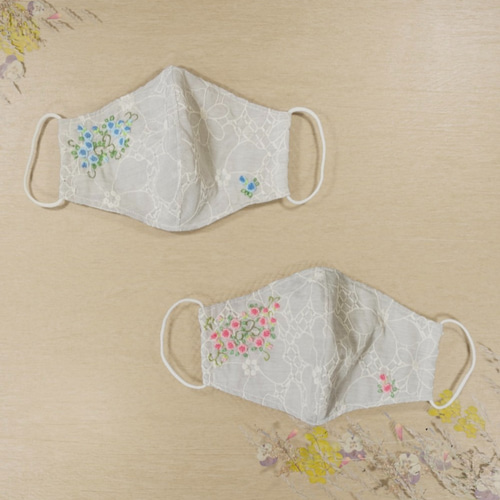 各1点のみ】手縫い花柄刺繍マスク 布マスク barba 通販 10625350