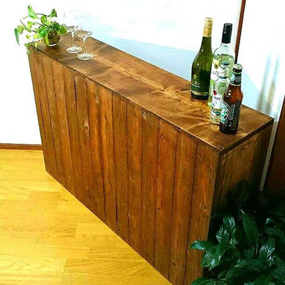 天然無垢材　カウンター&キッチンシェルフ