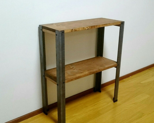 ❴天然無垢材❵アイアンフレームシェルフ 天然無垢材アイアンフレームシェルフ【サイズ900×800】 棚