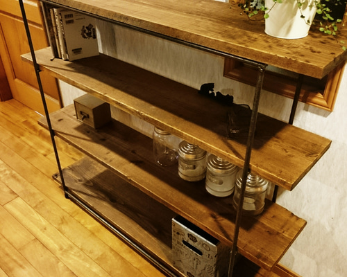 ❴天然無垢材❵アイアンフレームシェルフ 0_13047b4a523bbce2473a47f2512c