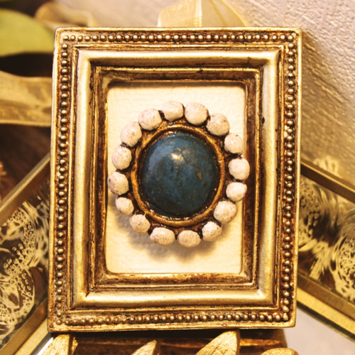 陶器のビジュー】ブローチ No.003 -パール＆ブルーサファイア