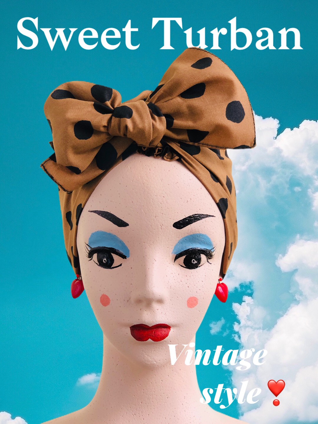 Vintage style ビンテージ ロカビリー 簡単ターバン バンダナ ベレー帽