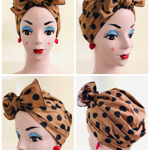 Vintage style ビンテージ ロカビリー 簡単ターバン バンダナ ベレー帽