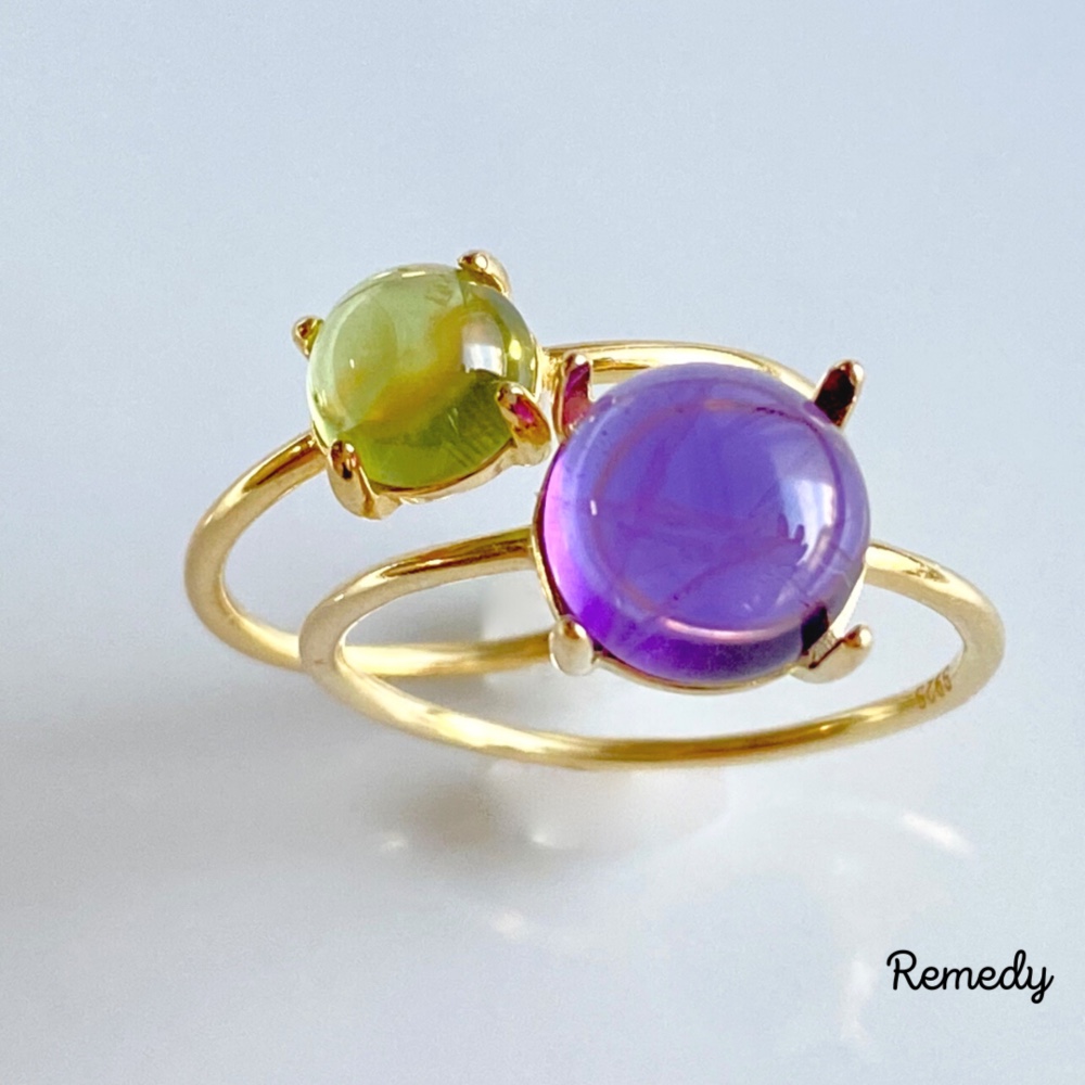 ❤︎特集掲載・当店人気No.3❤︎アメジストとペリドットのリングセット Silver925/18KGP 2月誕生石