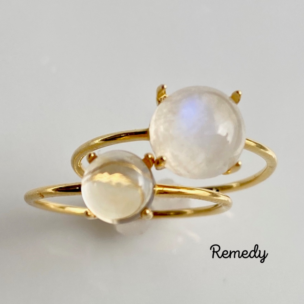 ２粒でお月様♪ムーンストーンとシトリンのリングセット silver 925  18KGP【6月誕生石・11月誕生石】