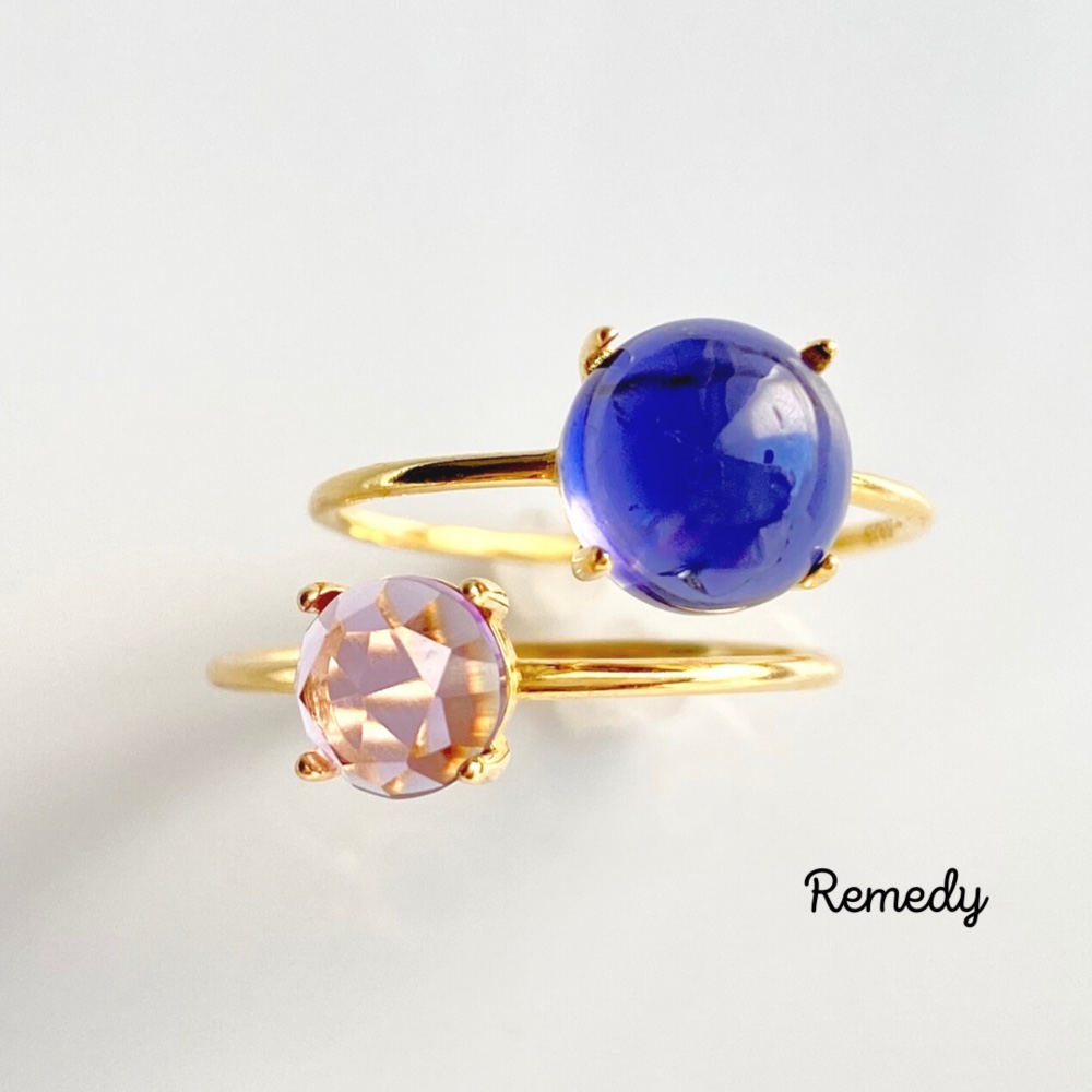 アイオライトとアメジストのリングセット(3月誕生石、2月誕生石)