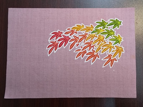 【数量限定・本格派・お手軽！・おトク！】あなたが描く！「季節を彩る日本の花木」の手染めカフェマット５枚セット 8枚目の画像