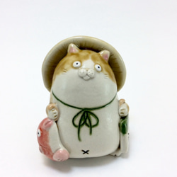 浜野陽子　陶芸　陶人形 手作り 猫　15ｃｍ 浜野陽子 陶芸 陶人形 手作り 猫 15cm