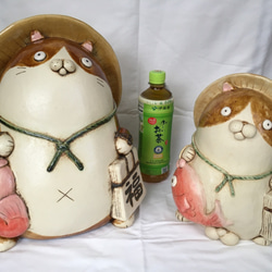 浜野陽子　陶芸　陶人形 手作り 猫　15ｃｍ 浜野陽子 陶芸 陶人形 手作り 猫 15cm